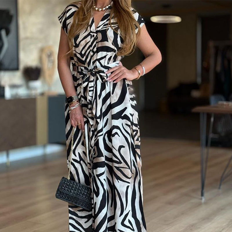 ✨ Elegantne maksi obleke z zebrastim potiskom za ženske👗-SI