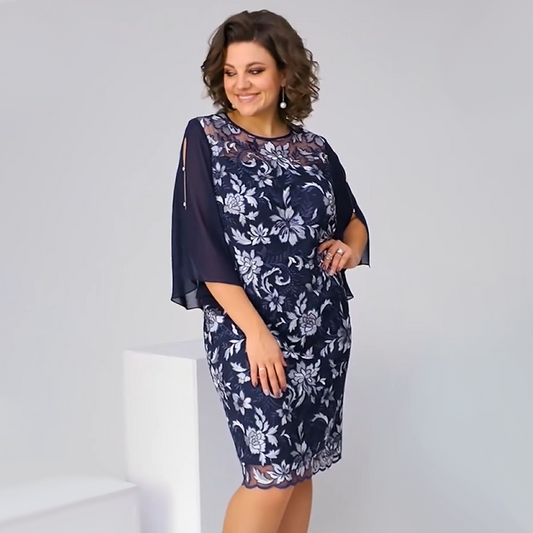 ✨Moteriška gėlėta midi ilgio suknelė su tinkliniu raštu-LT