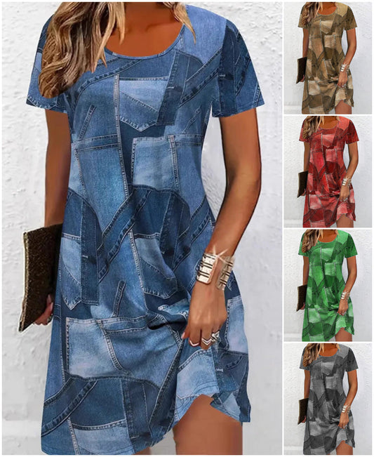 👗Ženska ležerna obleka z vzorcem patchwork-SI