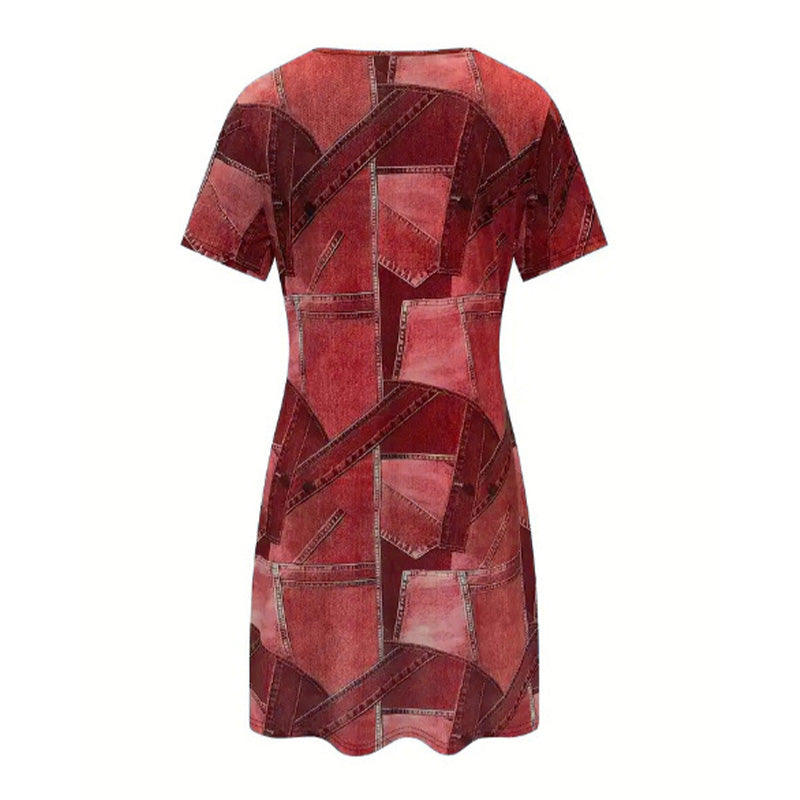 👗Damska casualowa sukienka z patchworkowym wzorem-LV