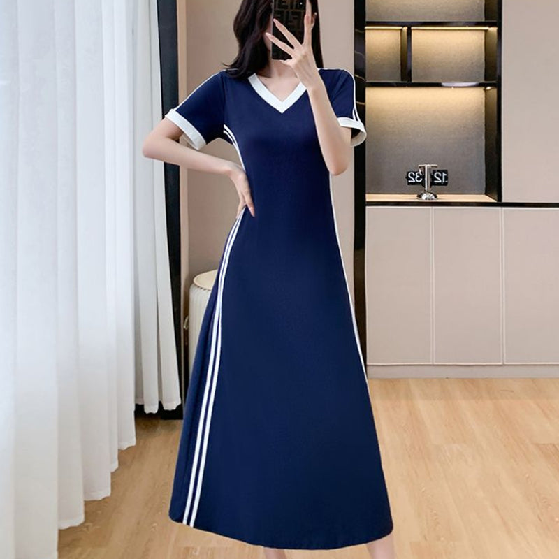 【M-4XL】👗Ženska ležerna i jednostavna haljina s V-izrezom-HR