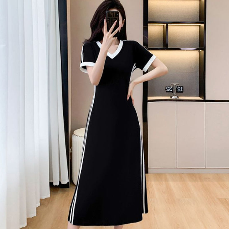 【M-4XL】👗Ženska ležerna i jednostavna haljina s V-izrezom-HR