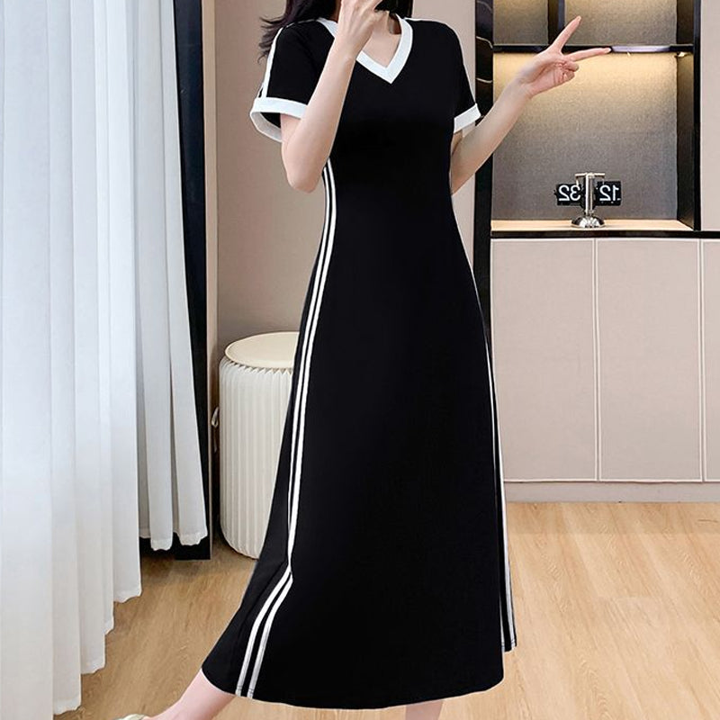 【M-4XL】👗Ženska ležerna i jednostavna haljina s V-izrezom-HR