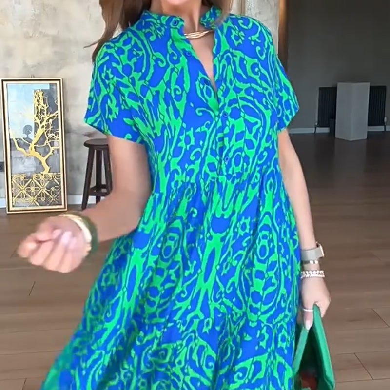 Moteriška A formos raštuota ilga suknelė-LT