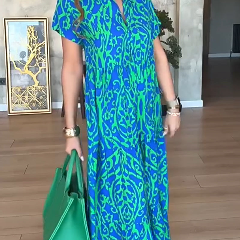 Moteriška A formos raštuota ilga suknelė-LT