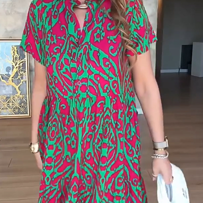 Moteriška A formos raštuota ilga suknelė-LT