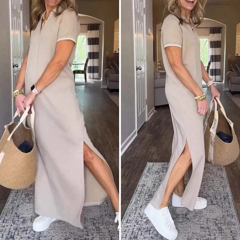 Moteriškas maksi sijonas su šoniniais skeltukais-LT