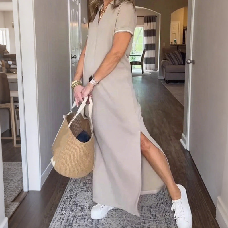 Moteriškas maksi sijonas su šoniniais skeltukais-LT