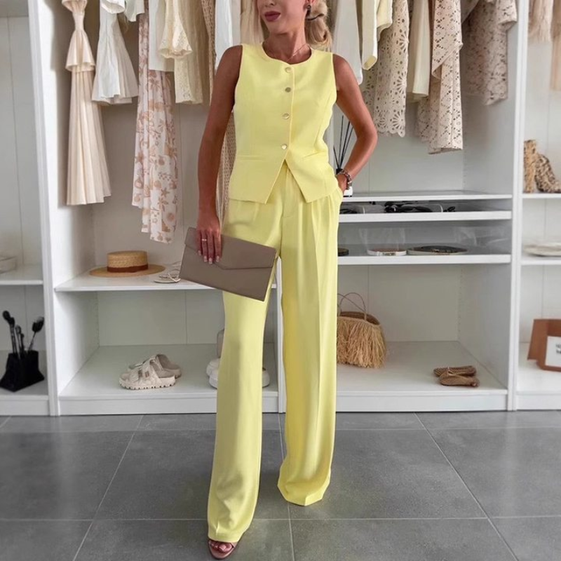 Γυναικείο αμάνικο τοπ και μακρύ παντελόνι-GR