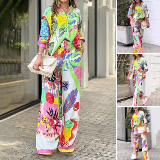 💖Conjunto de dos piezas para mujer con estampado casual y vibrante.-ES