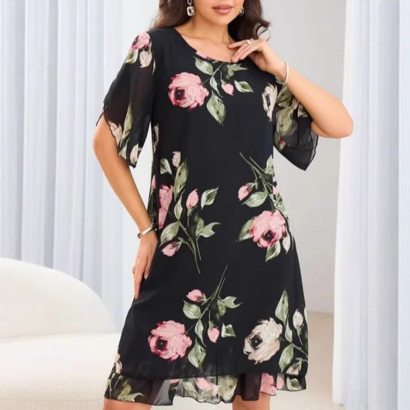 Ženska haljina s cvjetnim printom-HR