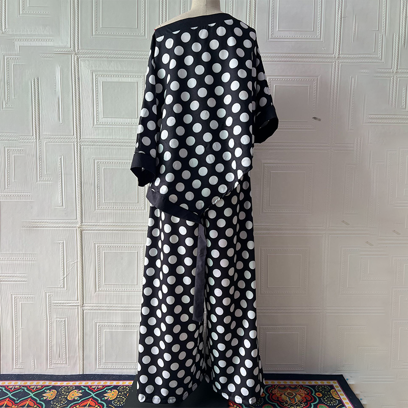 2-delni komplet: prevelik top in široke hlače za ženske-SI