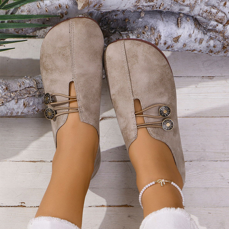 Γυναικεία φλατ δερμάτινα παπούτσια από μαλακό δέρμα-GR