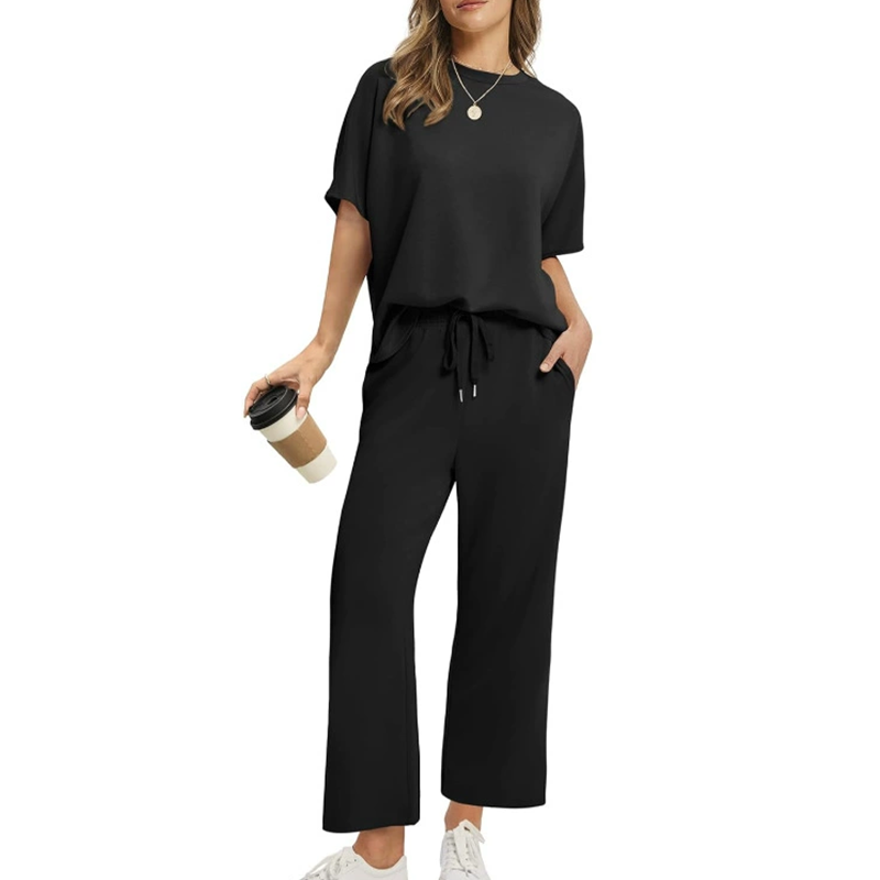 Conjunto de top y pantalón casual suave para mujer-ES