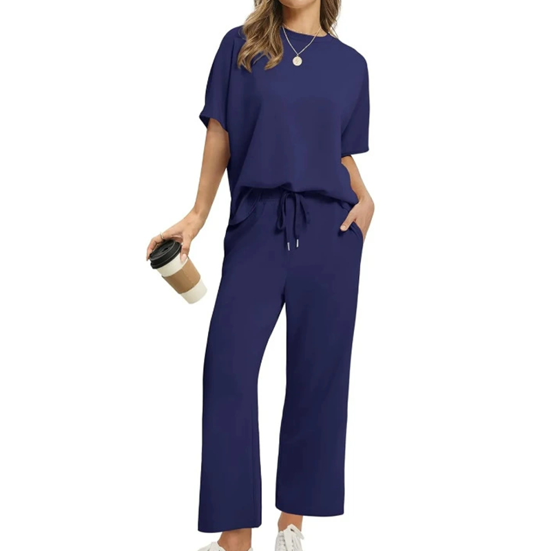 Conjunto de top y pantalón casual suave para mujer-ES