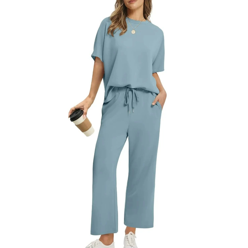 Conjunto de top y pantalón casual suave para mujer-ES
