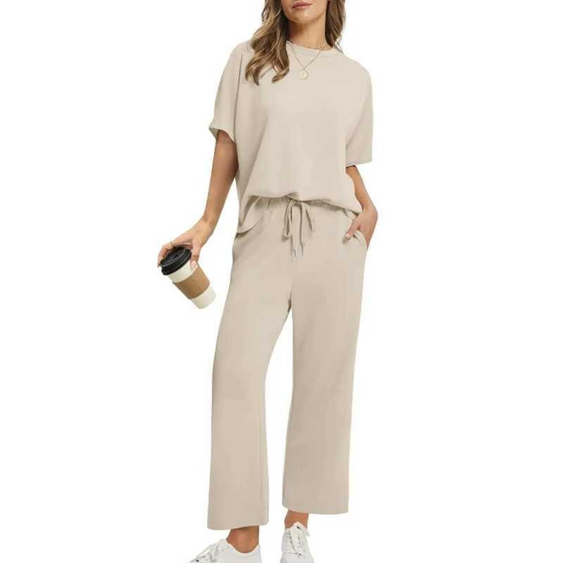 Conjunto de top y pantalón casual suave para mujer-ES