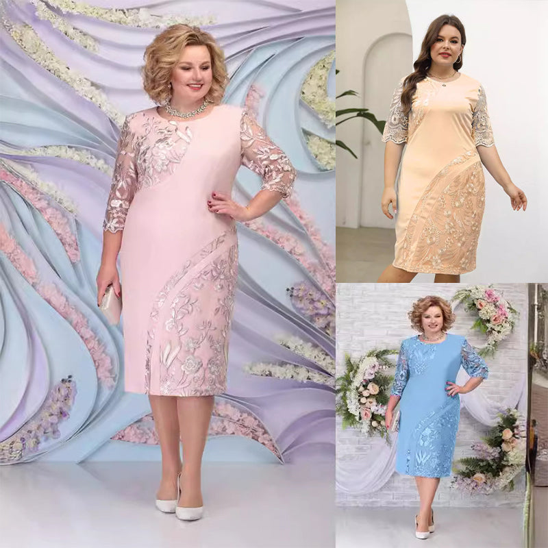 Elegantna čipkasta obleka s cvetjem-SI