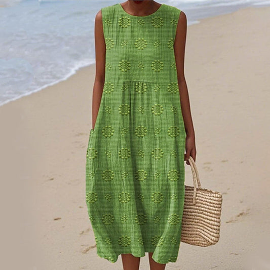 Moteriška laisvalaikio suknelė be rankovių-LT