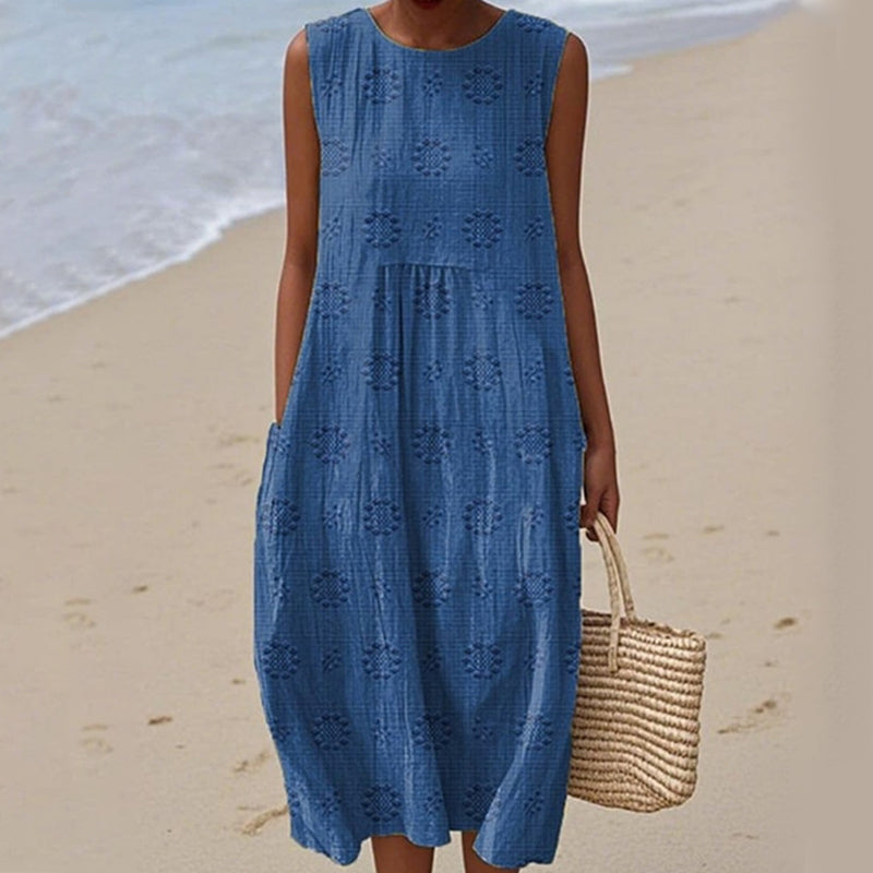 Moteriška laisvalaikio suknelė be rankovių-LT