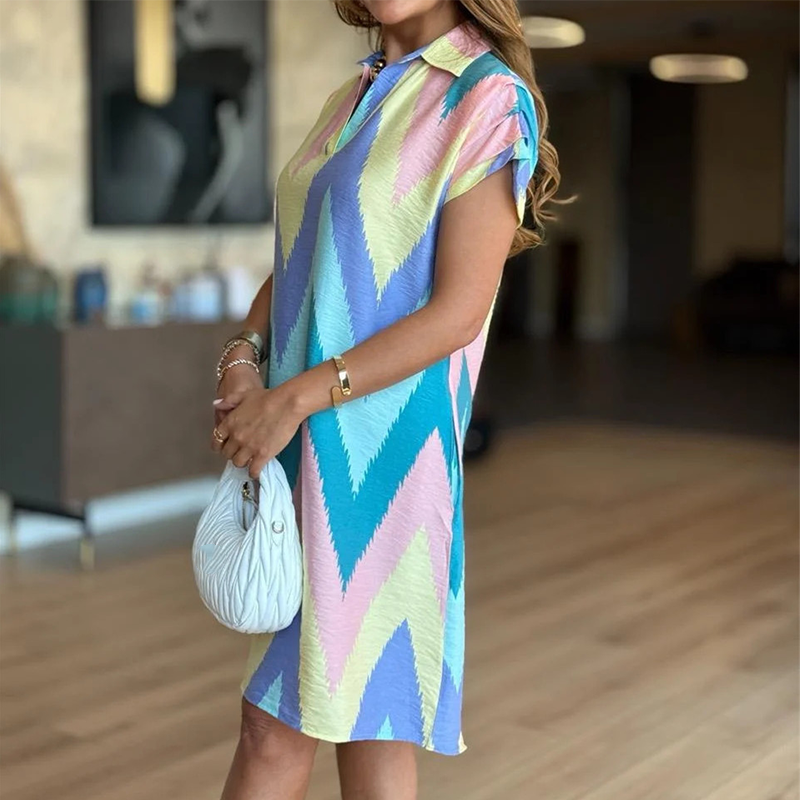 Krásne dámske šaty s potlačou a voľným strihom-SK