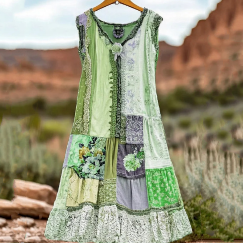 🔥 Ženska obleka brez rokavov s cvetličnim potiskom vintage 🍃👗-SI