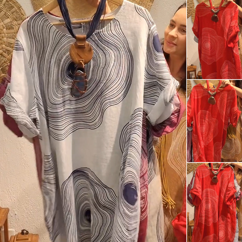 Γυναικείο φόρεμα με τυπωμένο ντεκολτέ V-GR