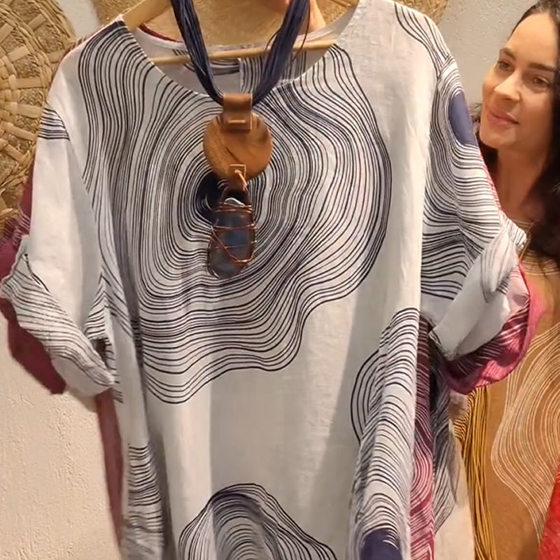 Γυναικείο φόρεμα με τυπωμένο ντεκολτέ V-GR