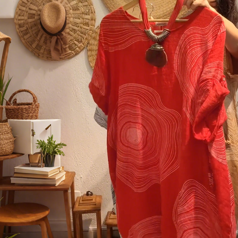 Γυναικείο φόρεμα με τυπωμένο ντεκολτέ V-GR