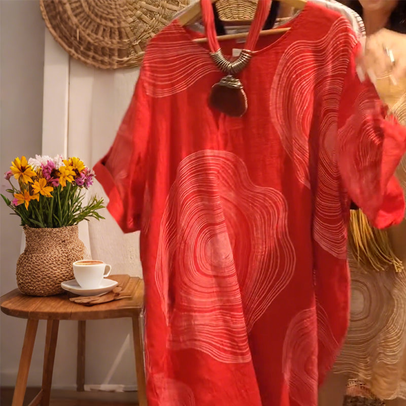 Γυναικείο φόρεμα με τυπωμένο ντεκολτέ V-GR