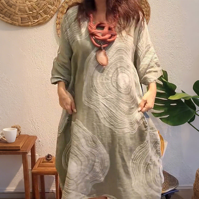 Γυναικείο φόρεμα με τυπωμένο ντεκολτέ V-GR