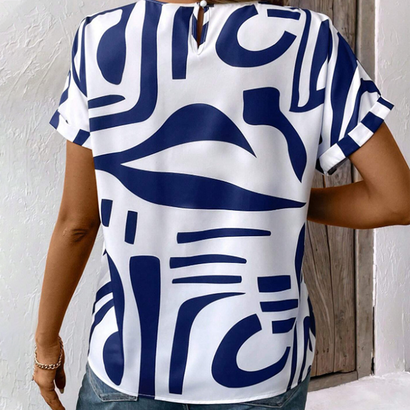 Ženska majica s kratkimi rokavi za ležerno uporabo-SI