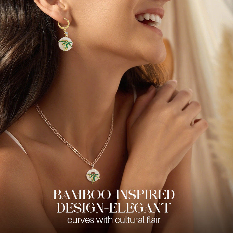 Σκουλαρίκια και κολιέ από μπαμπού σε μοντέρνο ανατολίτικο στιλ-GR