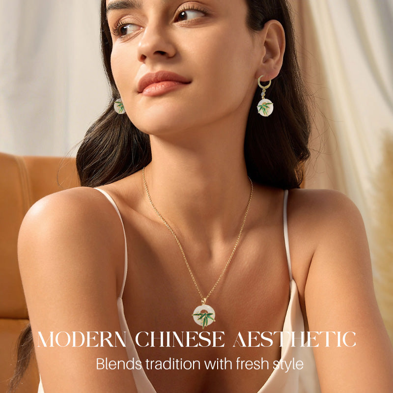 Σκουλαρίκια και κολιέ από μπαμπού σε μοντέρνο ανατολίτικο στιλ-GR