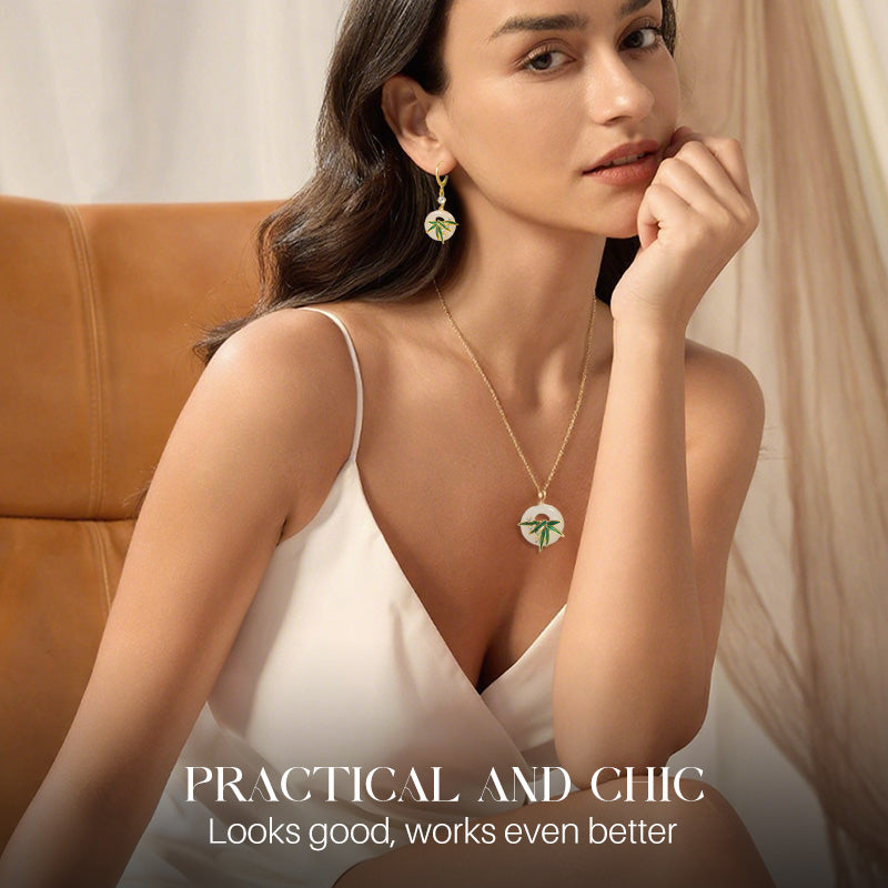 Σκουλαρίκια και κολιέ από μπαμπού σε μοντέρνο ανατολίτικο στιλ-GR