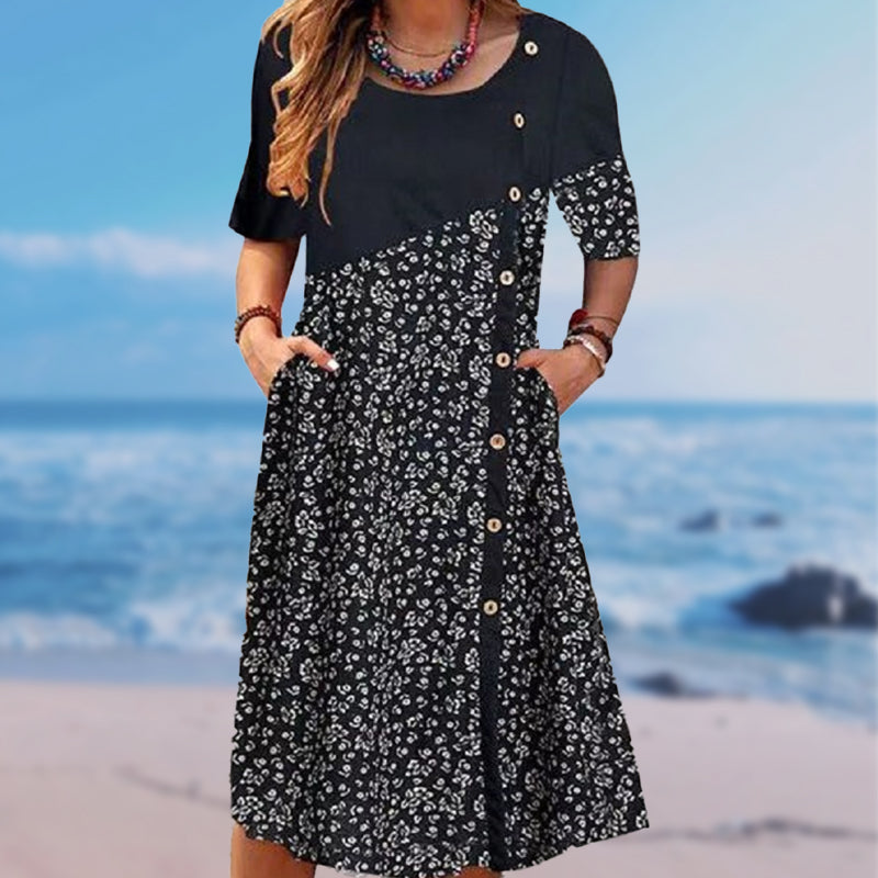 Vestidos de algodón estampados vintage para mujer-ES