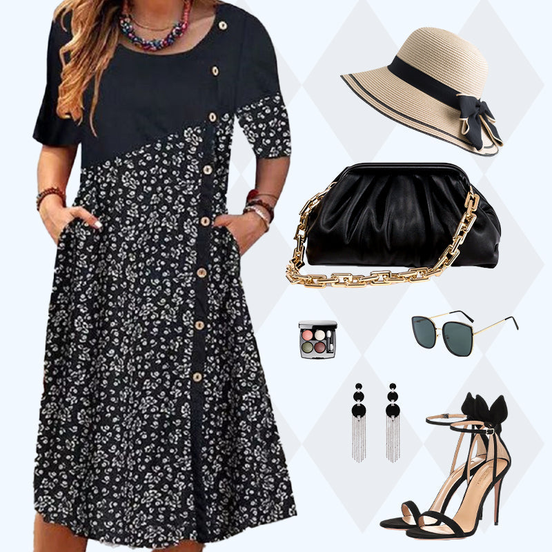 Vestidos de algodón estampados vintage para mujer-ES