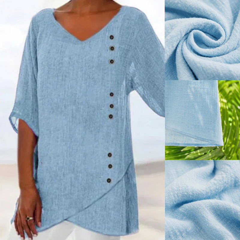 ✨Νέα Ρομαντική Σικ Γυναικεία Μπλούζα με V λαιμόκοψη-GR