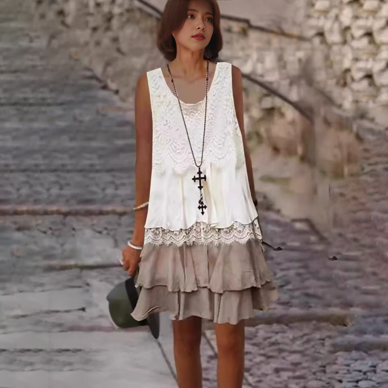 🔥Μοντέρνο γυναικείο φόρεμα χωρίς μανίκια με σχέδιο patchwork👗-GR