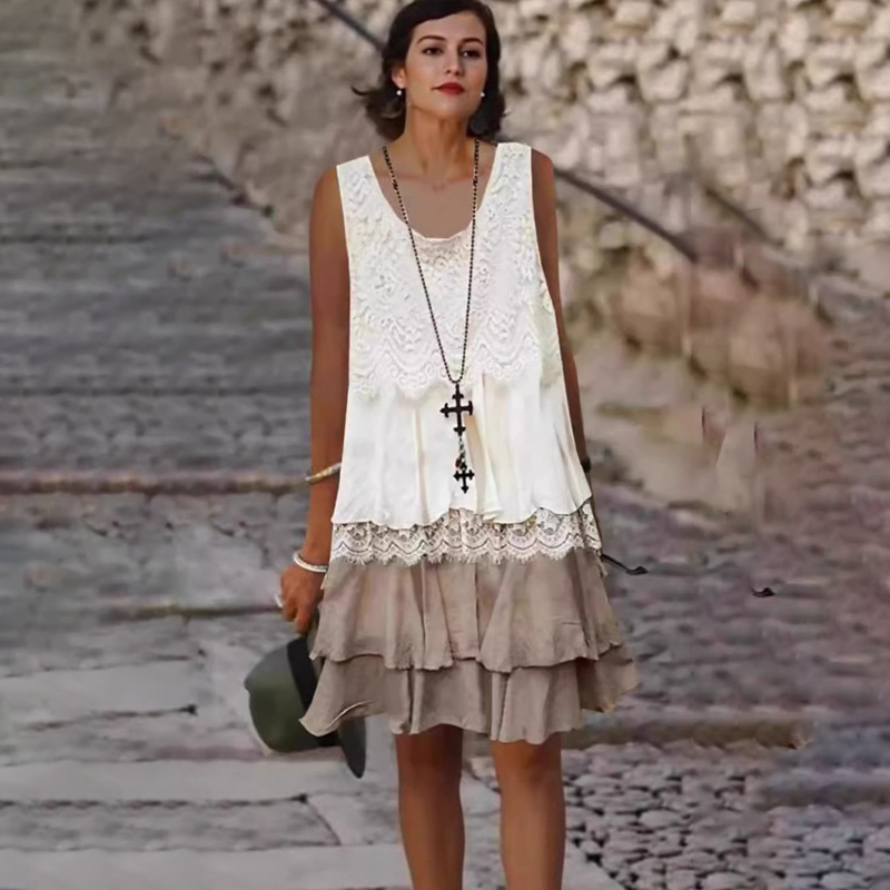 🔥Μοντέρνο γυναικείο φόρεμα χωρίς μανίκια με σχέδιο patchwork👗-GR