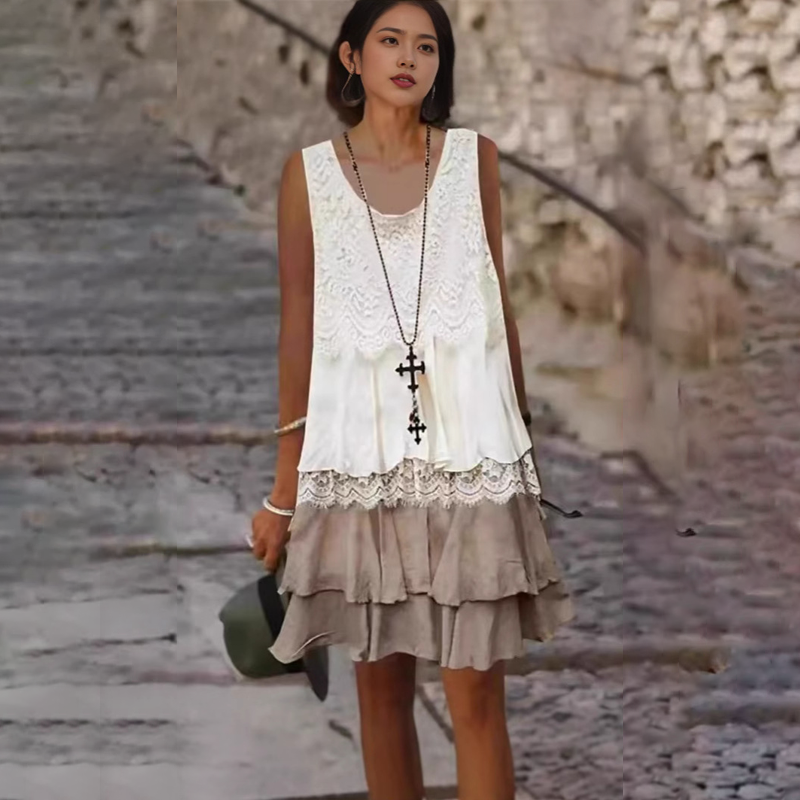 🔥Μοντέρνο γυναικείο φόρεμα χωρίς μανίκια με σχέδιο patchwork👗-GR