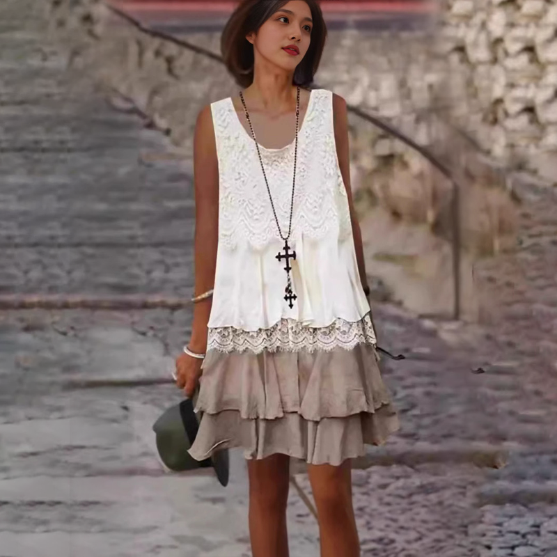 🔥Μοντέρνο γυναικείο φόρεμα χωρίς μανίκια με σχέδιο patchwork👗-GR