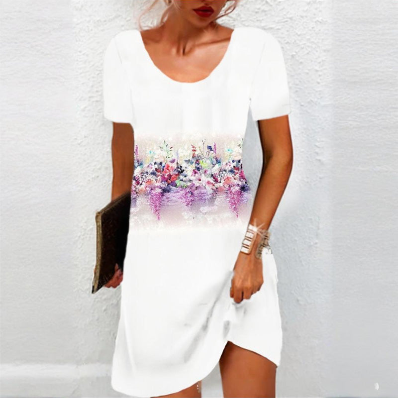 Ženska vsakodnevna obleka s cvetličnim vzorcem-SI