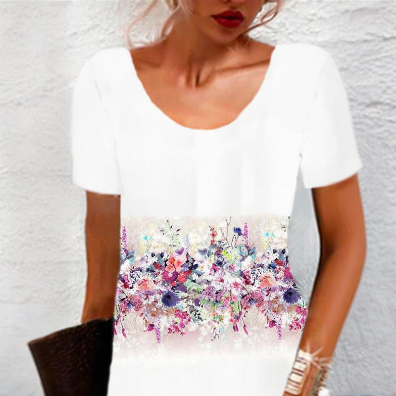 Ženska vsakodnevna obleka s cvetličnim vzorcem-SI