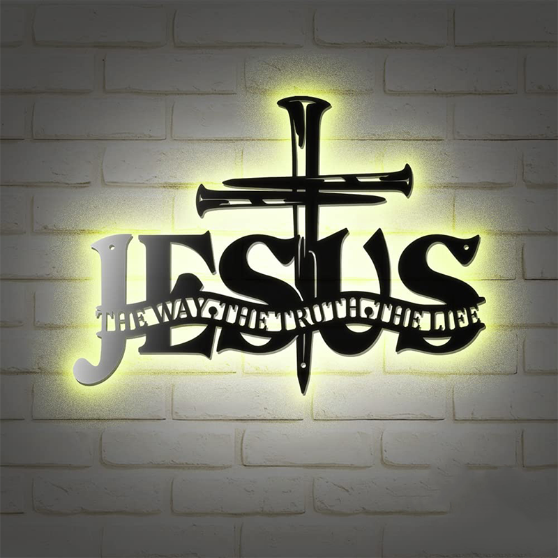 Cruz de Jesús Verdad Decoración de pared de metal-ES
