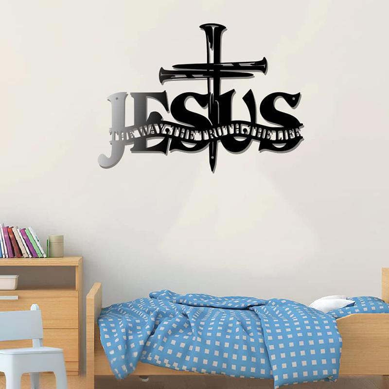 Cruz de Jesús Verdad Decoración de pared de metal-ES