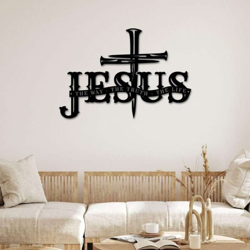 Cruz de Jesús Verdad Decoración de pared de metal-ES