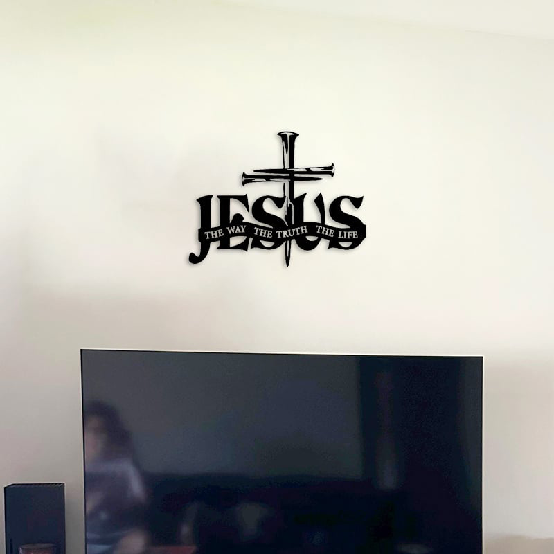 Cruz de Jesús Verdad Decoración de pared de metal-ES