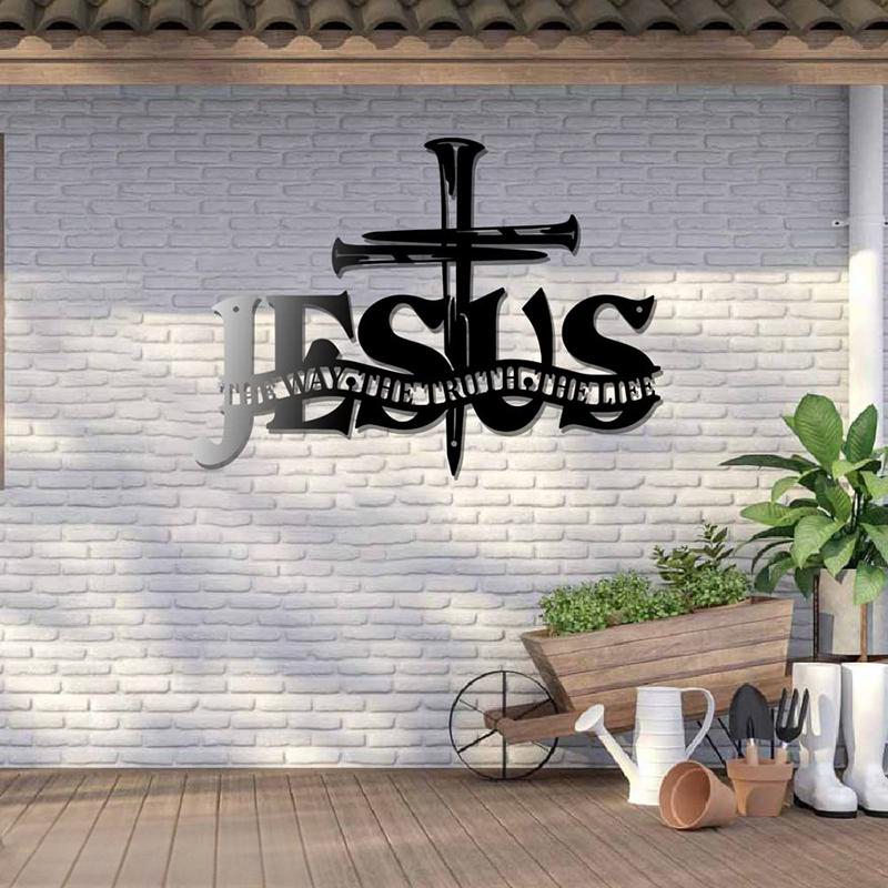 Cruz de Jesús Verdad Decoración de pared de metal-ES