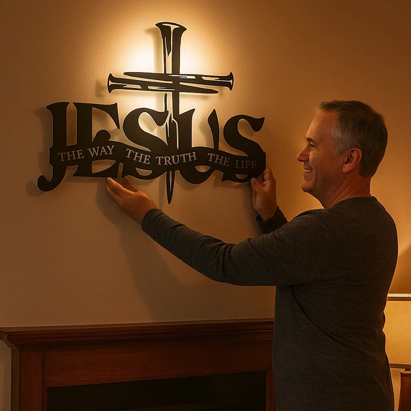 Cruz de Jesús Verdad Decoración de pared de metal-ES